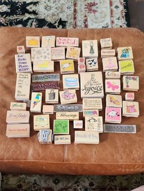 Lot Wooden Rubber Holiday Christmas Stamps Arts Crafts Stationery Parties